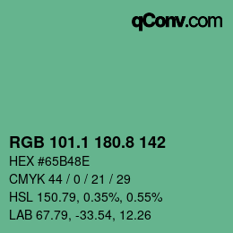 カラーコード: RGB 101.1 180.8 142 | qconv.com
