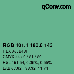 カラーコード: RGB 101.1 180.8 143 | qconv.com