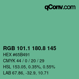 カラーコード: RGB 101.1 180.8 145 | qconv.com