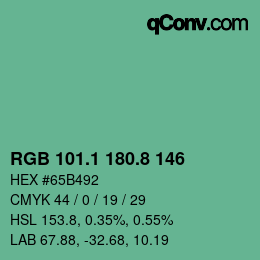 カラーコード: RGB 101.1 180.8 146 | qconv.com