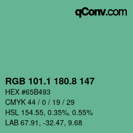 カラーコード: RGB 101.1 180.8 147 | qconv.com