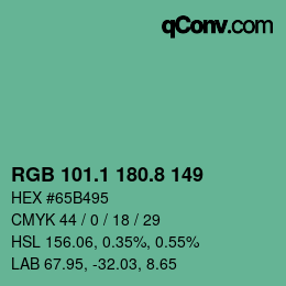 Color code: RGB 101.1 180.8 149 | qconv.com