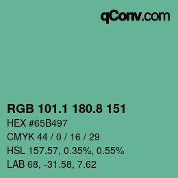 カラーコード: RGB 101.1 180.8 151 | qconv.com