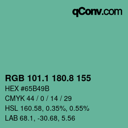 カラーコード: RGB 101.1 180.8 155 | qconv.com