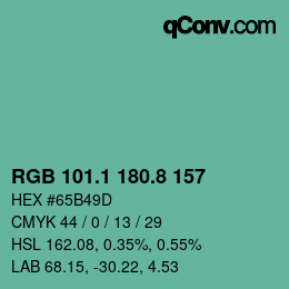 カラーコード: RGB 101.1 180.8 157 | qconv.com