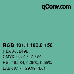 Código de color: RGB 101.1 180.8 158 | qconv.com
