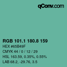 Code couleur: RGB 101.1 180.8 159 | qconv.com