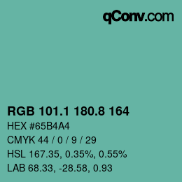 Color code: RGB 101.1 180.8 164 | qconv.com