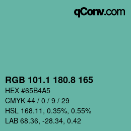 カラーコード: RGB 101.1 180.8 165 | qconv.com