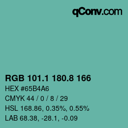 カラーコード: RGB 101.1 180.8 166 | qconv.com