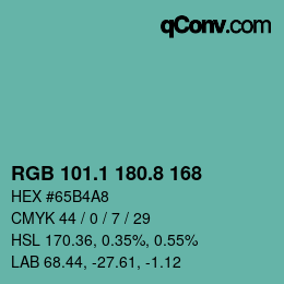 Código de color: RGB 101.1 180.8 168 | qconv.com