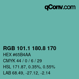 カラーコード: RGB 101.1 180.8 170 | qconv.com