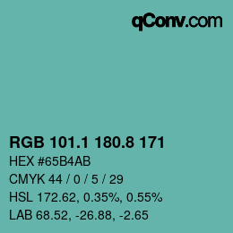 カラーコード: RGB 101.1 180.8 171 | qconv.com
