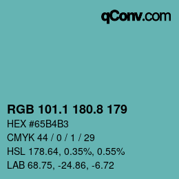 Code couleur: RGB 101.1 180.8 179 | qconv.com