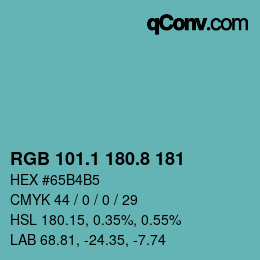 カラーコード: RGB 101.1 180.8 181 | qconv.com
