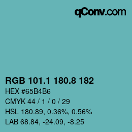 Color code: RGB 101.1 180.8 182 | qconv.com
