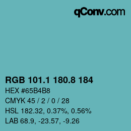 Color code: RGB 101.1 180.8 184 | qconv.com