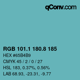 カラーコード: RGB 101.1 180.8 185 | qconv.com