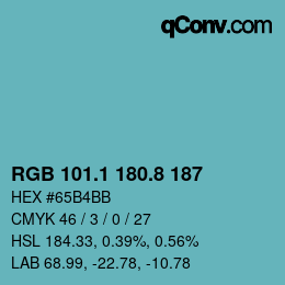 Color code: RGB 101.1 180.8 187 | qconv.com