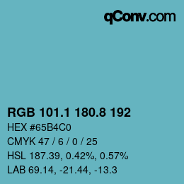 Code couleur: RGB 101.1 180.8 192 | qconv.com