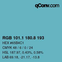カラーコード: RGB 101.1 180.8 193 | qconv.com