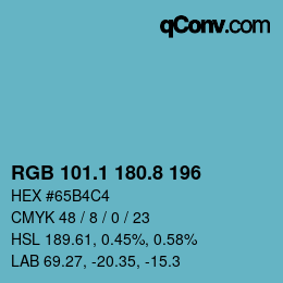 Color code: RGB 101.1 180.8 196 | qconv.com