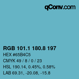Color code: RGB 101.1 180.8 197 | qconv.com