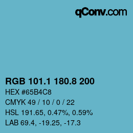 カラーコード: RGB 101.1 180.8 200 | qconv.com
