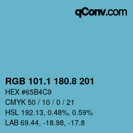 Color code: RGB 101.1 180.8 201 | qconv.com