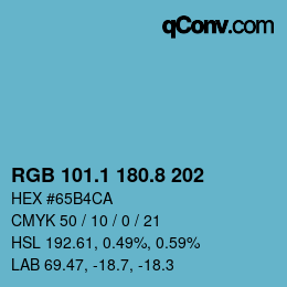 Color code: RGB 101.1 180.8 202 | qconv.com