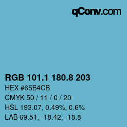 Code couleur: RGB 101.1 180.8 203 | qconv.com