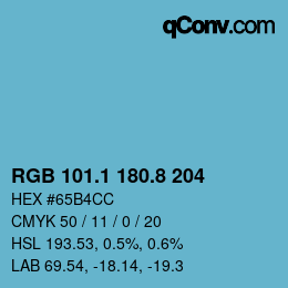 カラーコード: RGB 101.1 180.8 204 | qconv.com