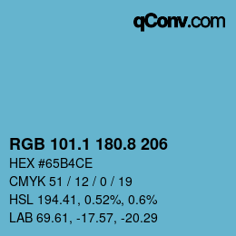 Color code: RGB 101.1 180.8 206 | qconv.com
