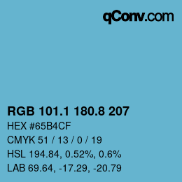 Color code: RGB 101.1 180.8 207 | qconv.com