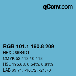 カラーコード: RGB 101.1 180.8 209 | qconv.com