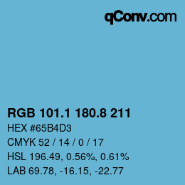 Color code: RGB 101.1 180.8 211 | qconv.com