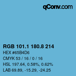 カラーコード: RGB 101.1 180.8 214 | qconv.com