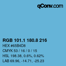 Código de color: RGB 101.1 180.8 216 | qconv.com