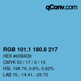 Color code: RGB 101.1 180.8 217 | qconv.com