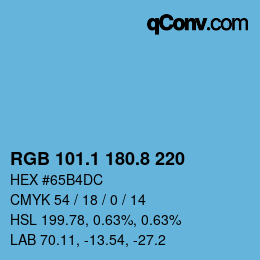 カラーコード: RGB 101.1 180.8 220 | qconv.com