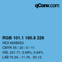 Color code: RGB 101.1 180.8 226 | qconv.com