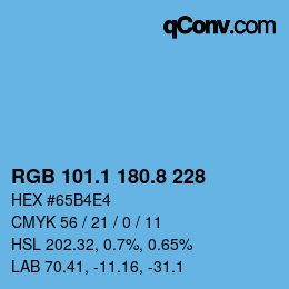 カラーコード: RGB 101.1 180.8 228 | qconv.com