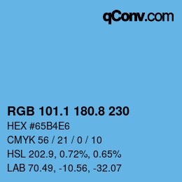 Código de color: RGB 101.1 180.8 230 | qconv.com