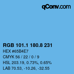 Color code: RGB 101.1 180.8 231 | qconv.com