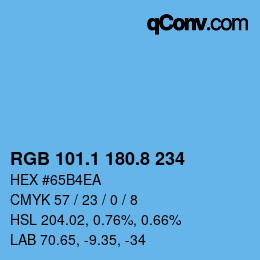 Color code: RGB 101.1 180.8 234 | qconv.com
