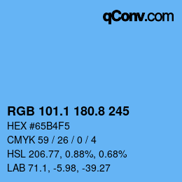 Color code: RGB 101.1 180.8 245 | qconv.com