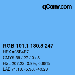 カラーコード: RGB 101.1 180.8 247 | qconv.com