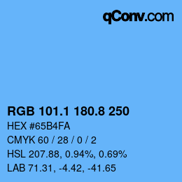 カラーコード: RGB 101.1 180.8 250 | qconv.com