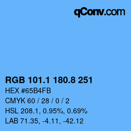 Color code: RGB 101.1 180.8 251 | qconv.com