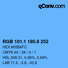 カラーコード: RGB 101.1 180.8 252 | qconv.com